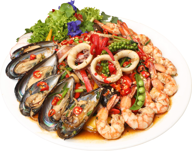 Fried Seafood with Green Pepper Corn